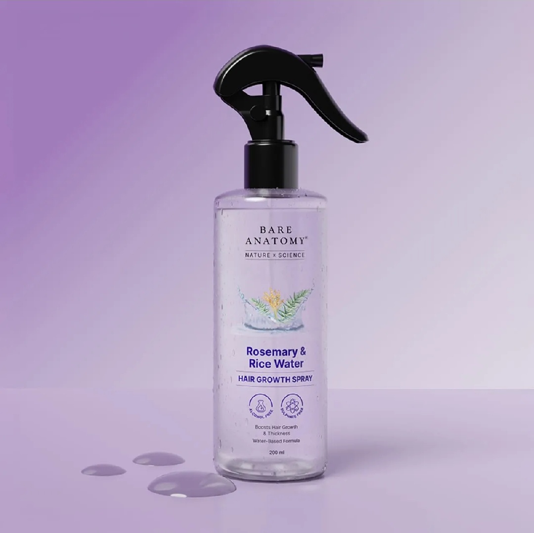 Rosemary Water Spray for Hair Growth & Hair Fall Control - 200ml | Rice Water Hair Serum for Stronger Hair | Natural Hair Tonic for Men & Women