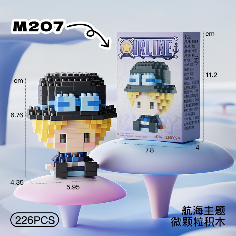 ONE PIECE Sun God Nika Luffy Micro Building Block Chopper Ace Buggy 3D Anime Model Assembly Mini Bricks Figure Toys For