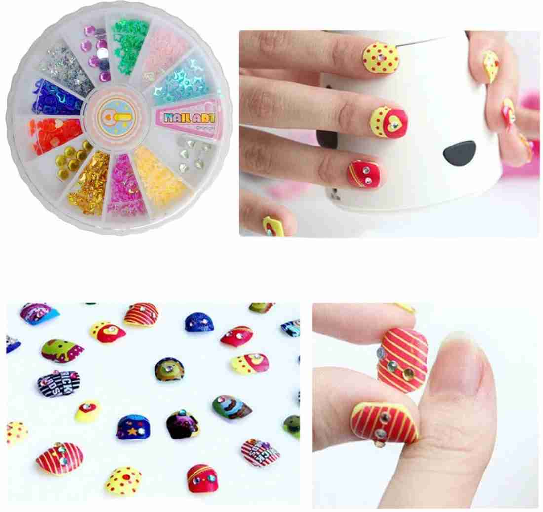 DIY Fashion Nail Art Set for Girls with Artificial Nails, Glitter Nail Paint and beautiful stones, Birthday Gift for little girls