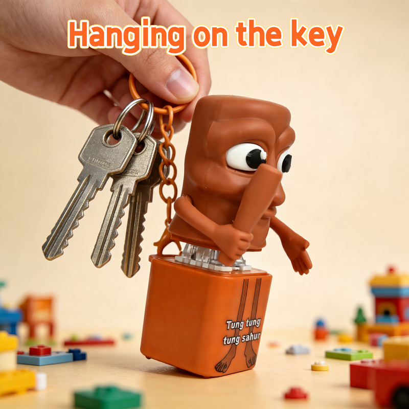 Tung tung tung Sahur Fidget Keyboard Clicker Keychain Anxiety Relief Stress Toy Keychain With sound and light Action Figure