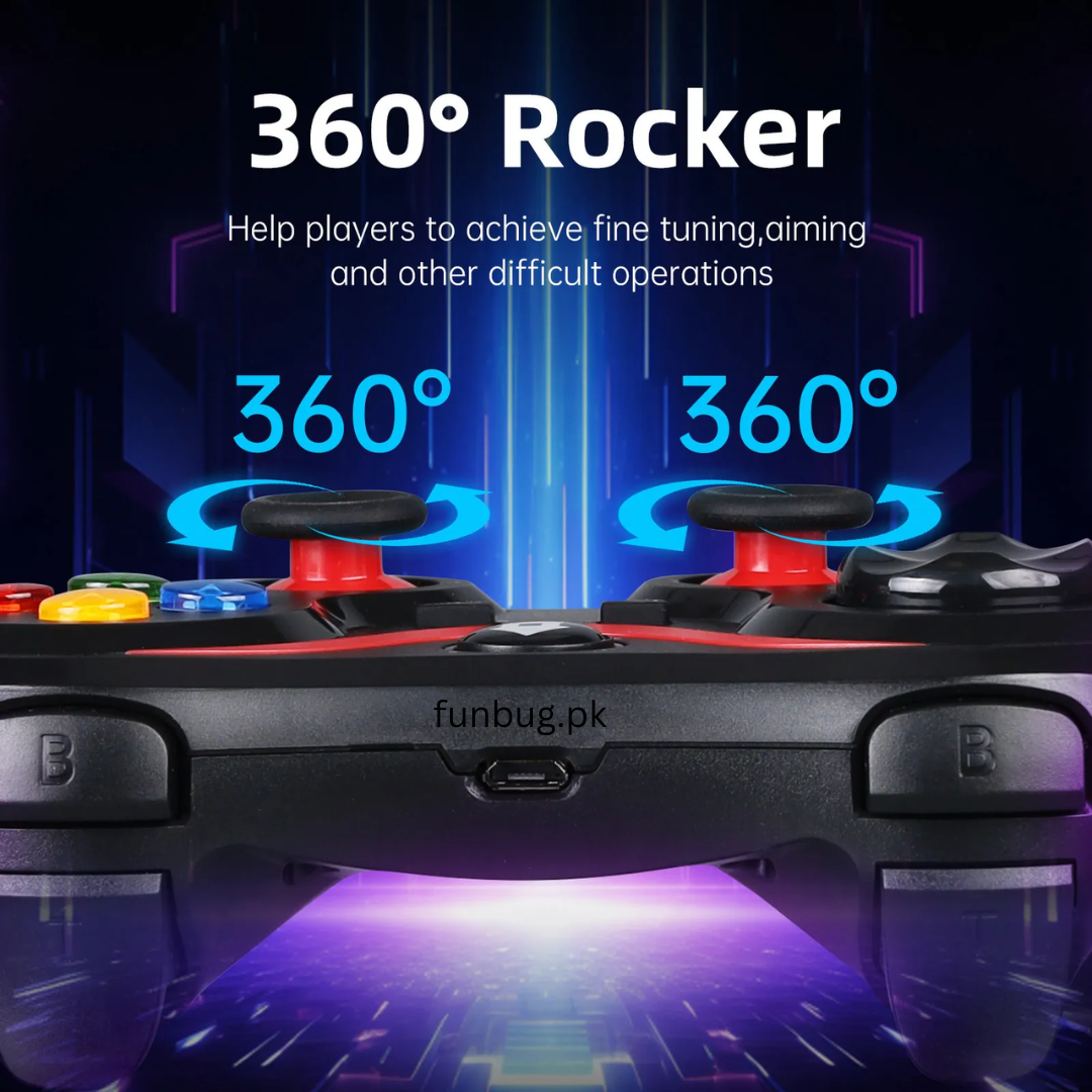 【6-in-1】 Universal Wireless Bluetooth Gaming Controller ~ Joystick Joypad Gamepad for PlayStation, PC, Computer, Laptop, Mobile, Android, TV Box, Nintendo Switch ~ Dual Shock Vibration ~ Wireless PS3 Controller Remote~ By FunBug