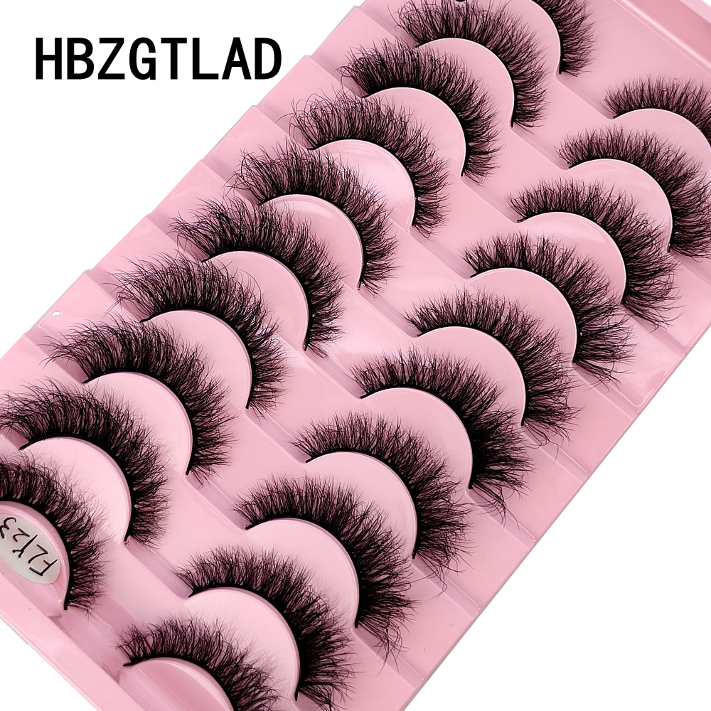 10 Pairs Faux Mink Eyelashes Handmade False Eyelashes Natural Nude ...