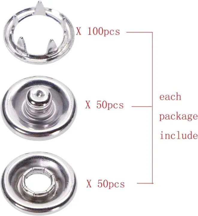 50 Sets OPEN PRONG SNAP FASTENERS | Heavy Duty Nickel-Free Snaps for Jeans Repair, Baby Clothes & Crafts (9.5mm) | Snap Button Refill