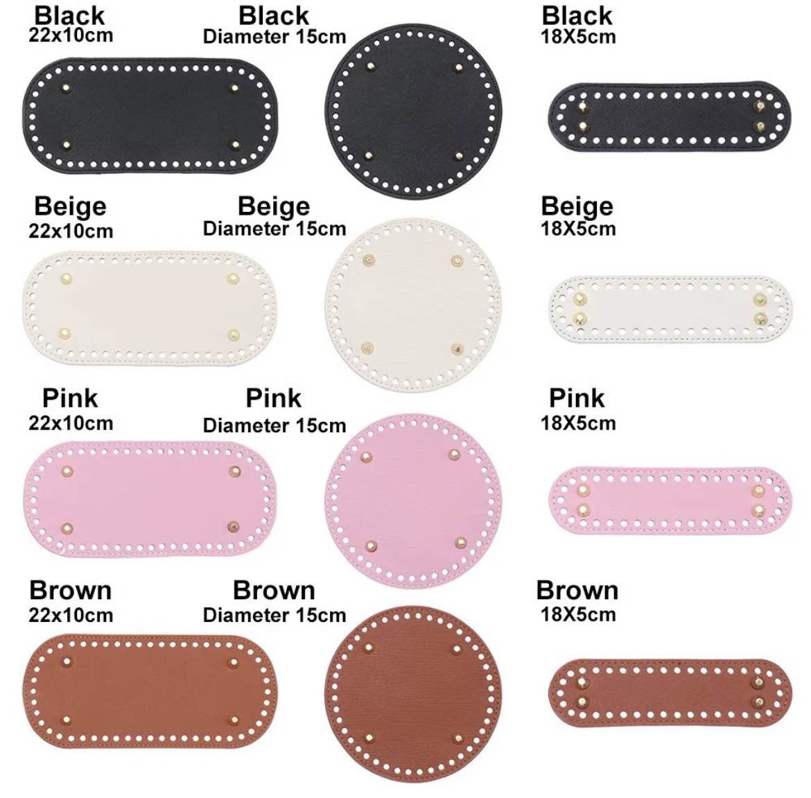 PU Leather Bag Bottom Base with Metal Feet – DIY Handbag & Crochet Bag Accessories