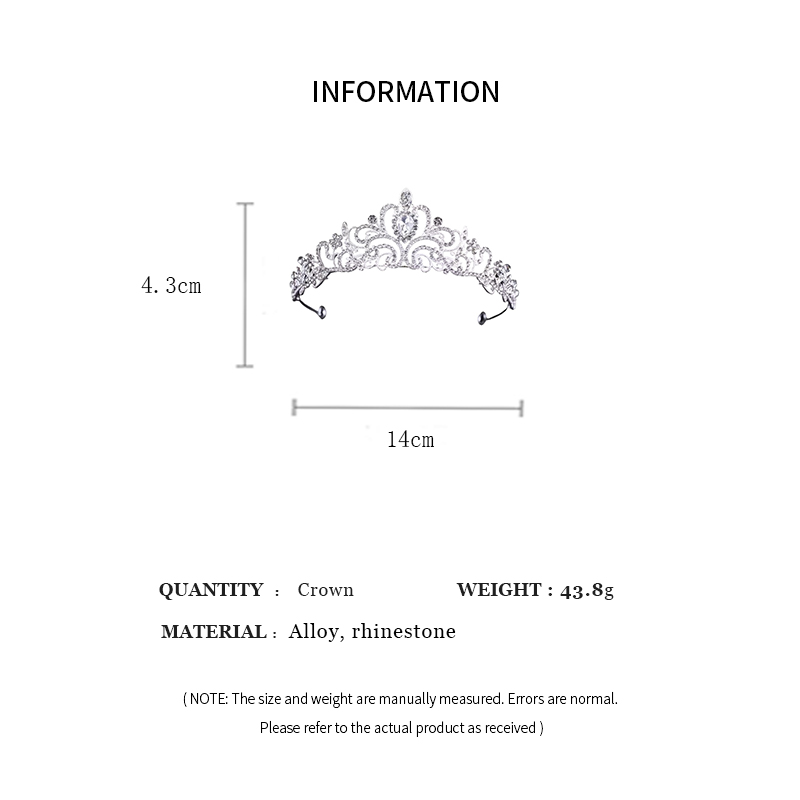 Shiny Silvery Rhinestones Crown Bridal Hollowed Geometric Crystal Tiara Birthday Jewelry Bride's Exquisite Wedding Accessories A