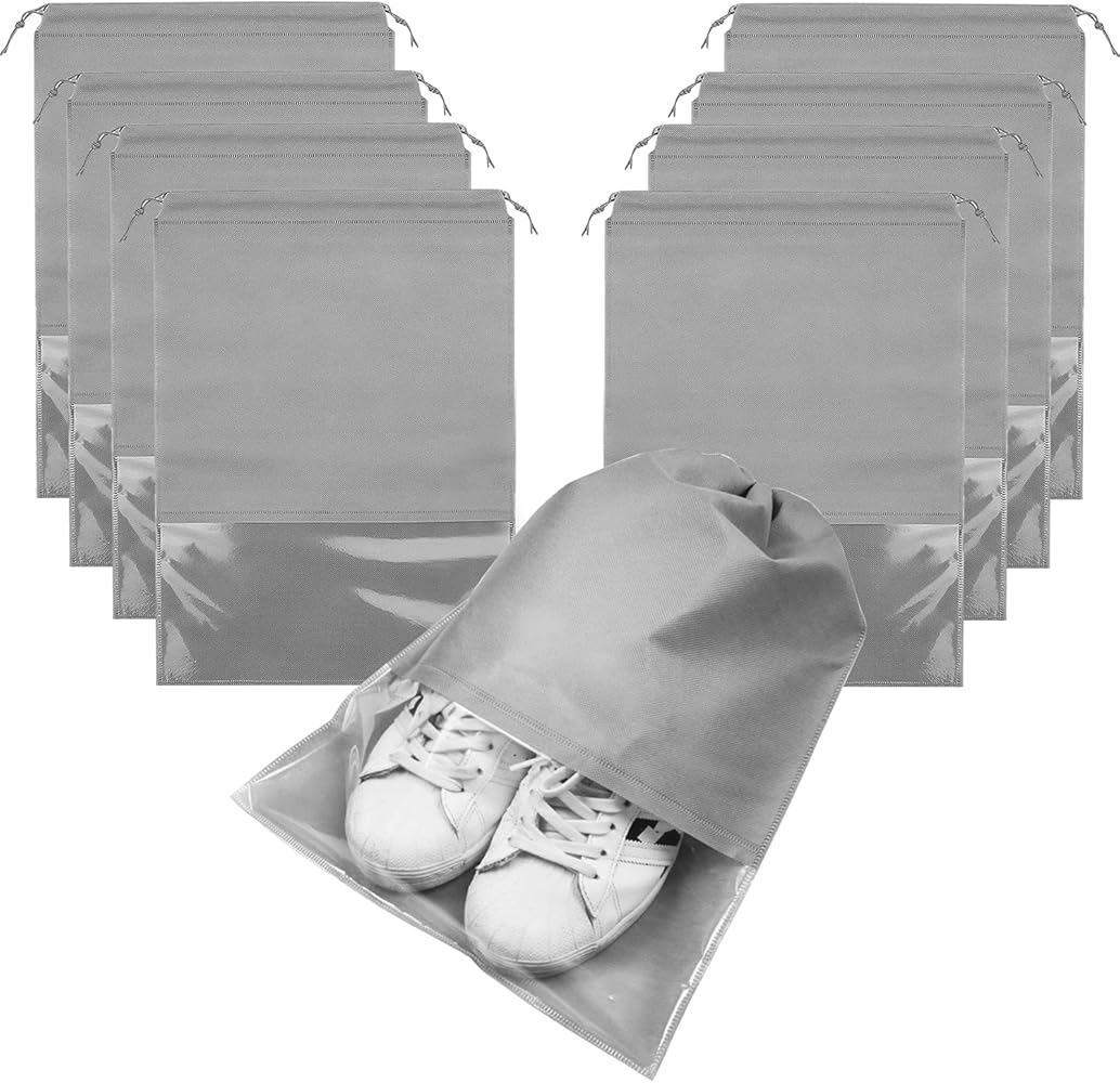 Pack of 12 Shoes Cover , Shoes Storage Pouches, Travel Shoe Bags, and Shoe Storage Boxes With Clear PVC Window Non-Woven Bag
