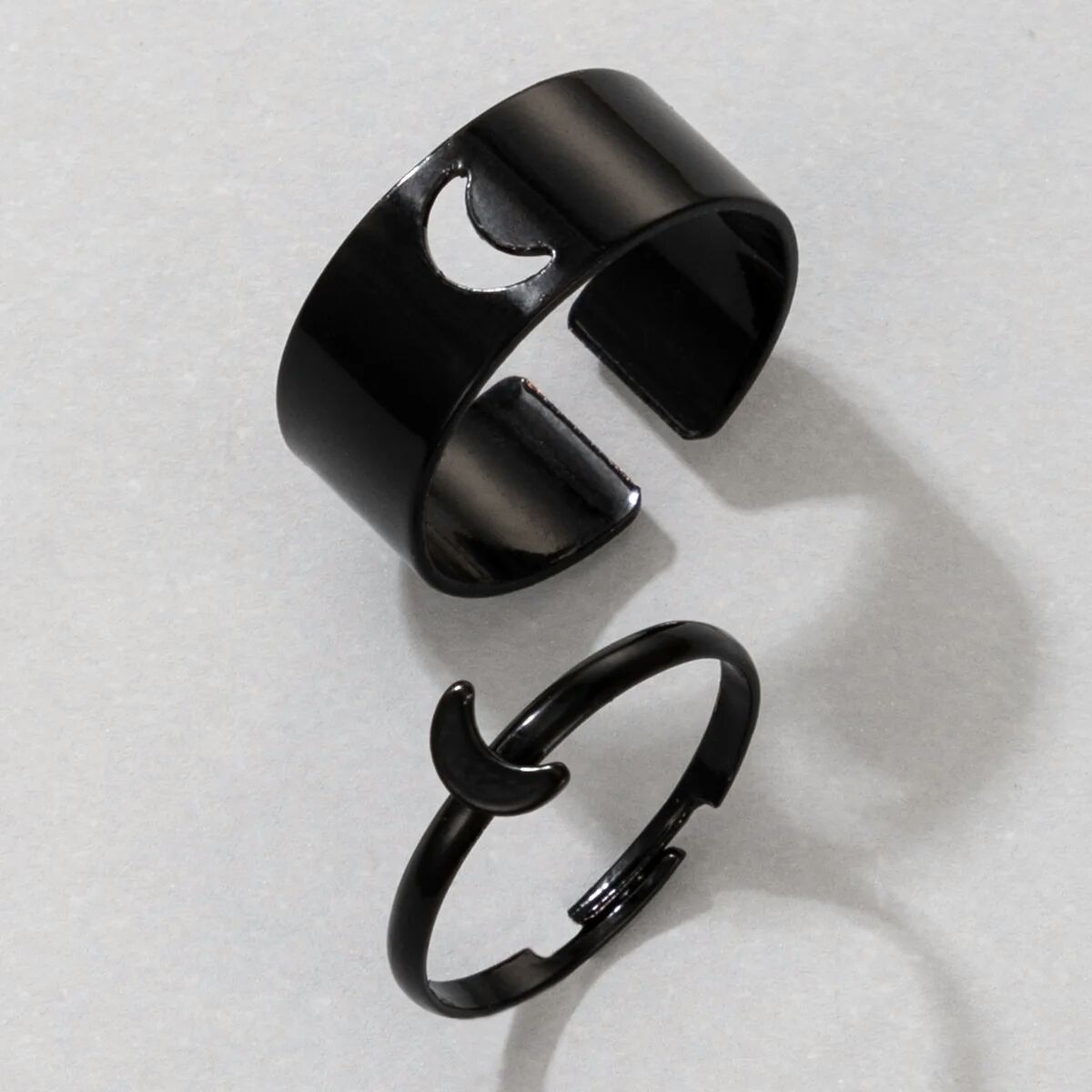 New Trendy Adjustable Moon Shaped Rings For Women Men Lover Couple Rings Set Friendship Engagement Wedding Opening Anel Jewelry