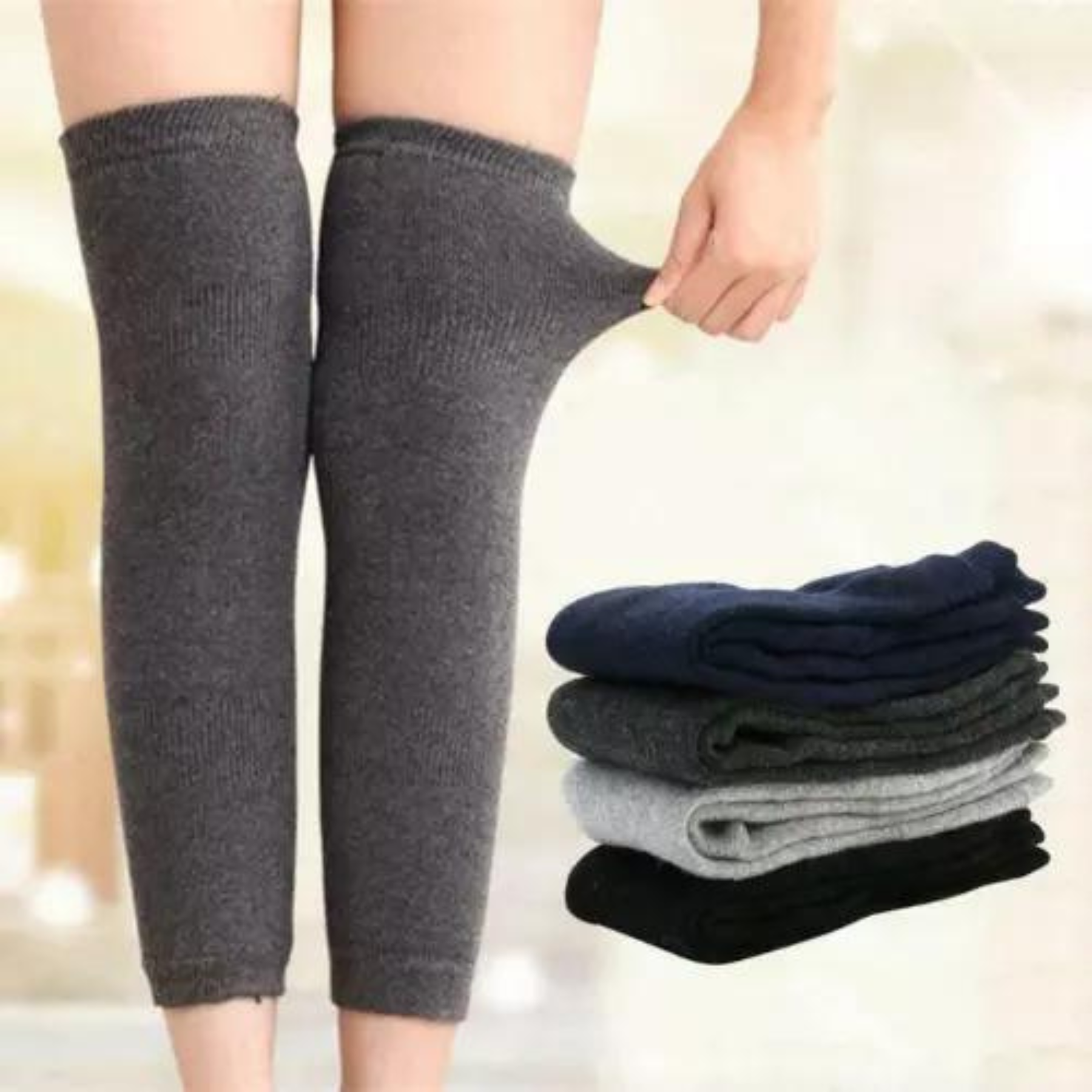 Women Men Winter Leg Warmer Warm Knee Brace Pad Thicken Knee Warmers Knee Stocking Tights
