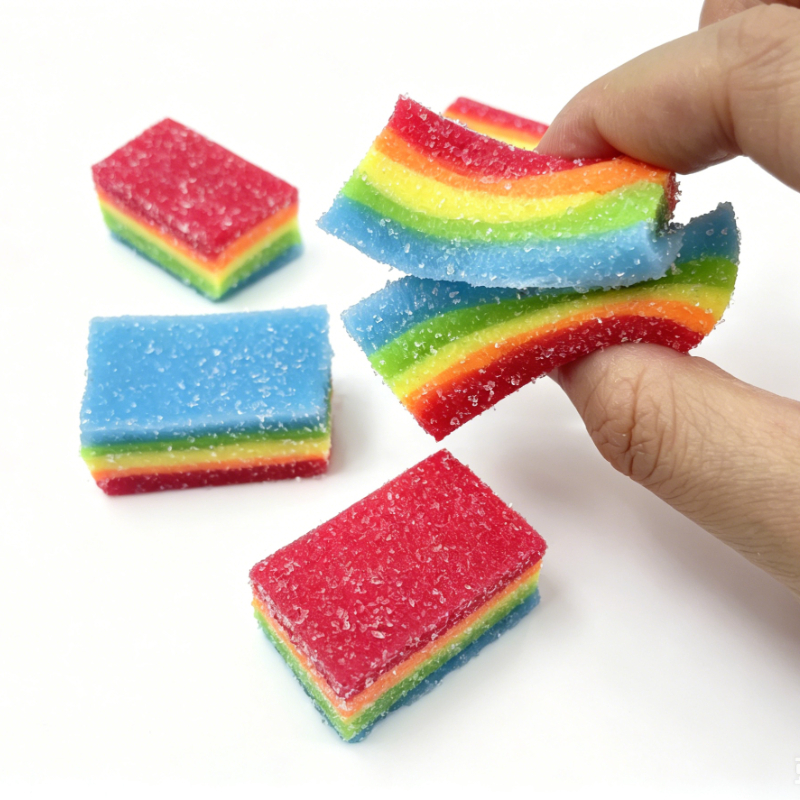 Squishy Rainbow Strip Stress Ball Squeeze Toys Soft Rainbow Sour Candy Stretchable Fidget Toy Stress Relief  Decompression Toy