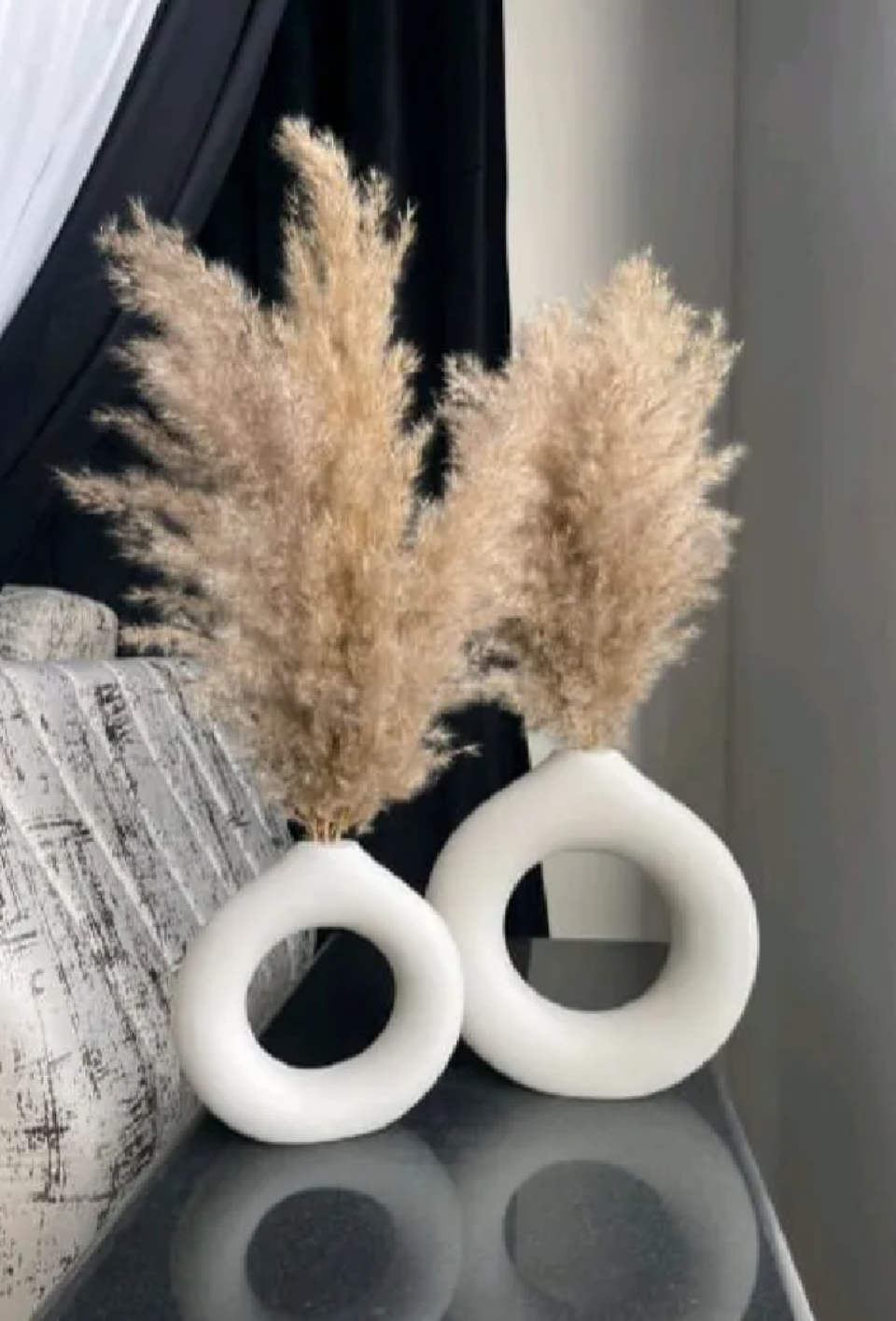 Donut Vase 2 Piece Set, 8 Inch and 6.5 Inch Sizes, Elegant Design