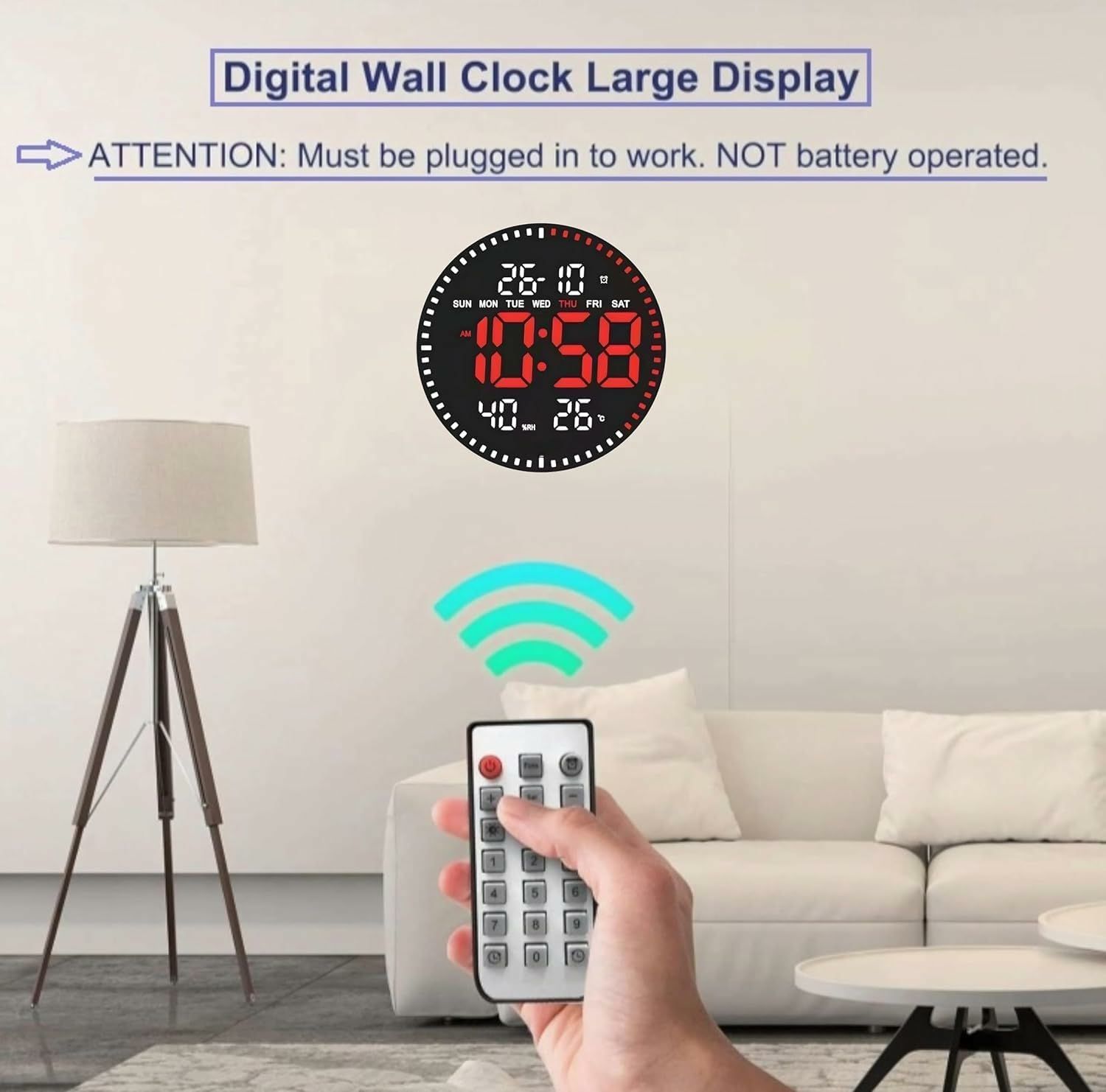 Digital Wall Clock with Remote Control Function