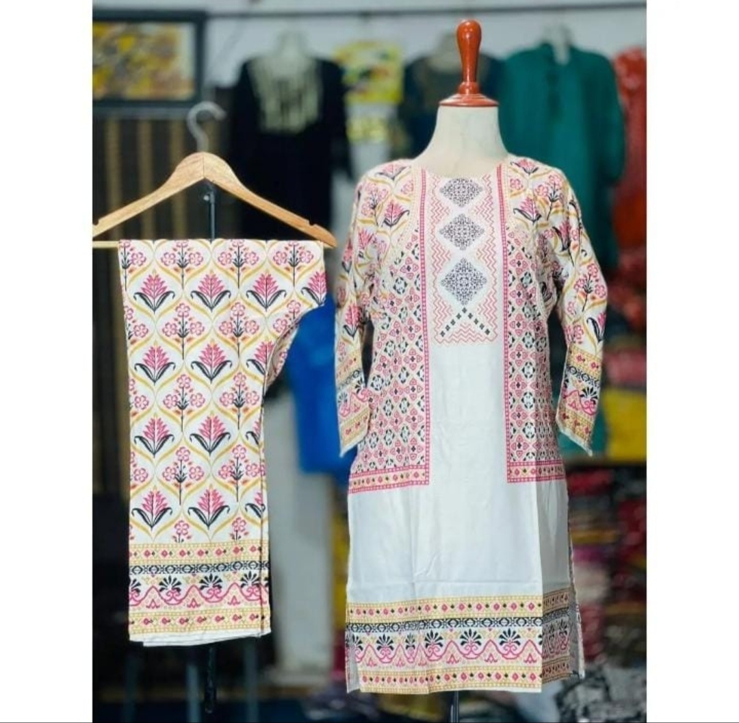 Samar's Fashion Summer Trendy New Arrival Stitched Fashionable Multicolor Printed 2pc Dress For Women and Young Girls