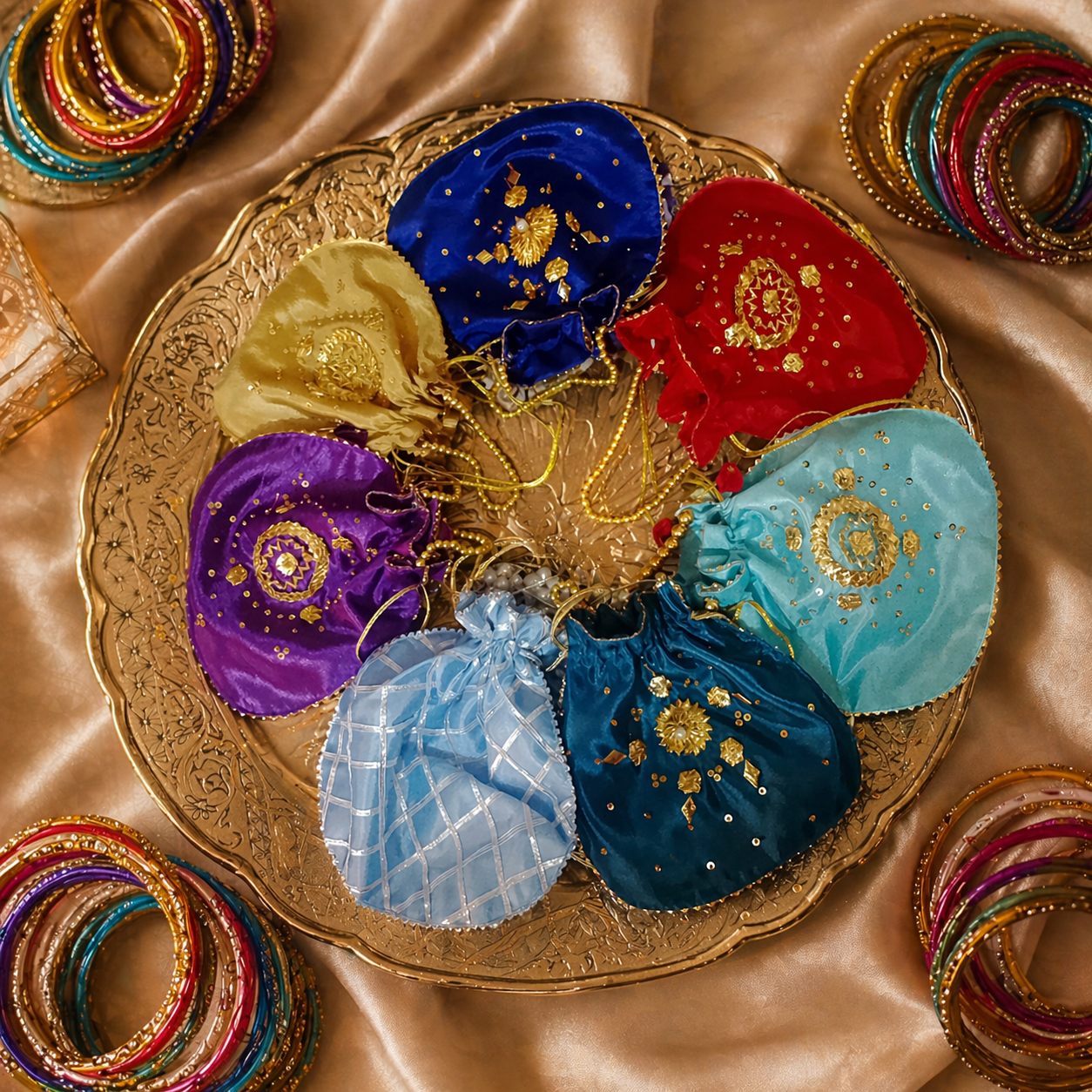 Fancy Embroidered clutch/Potli bag for Wedding,Parties traditional Potli gol bag handmade gotta work