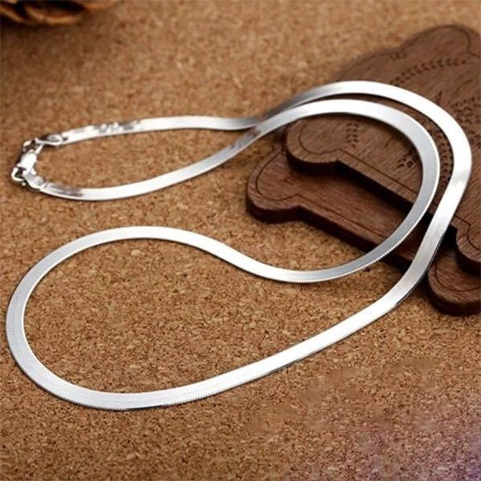 925 Sterling Silver fine 4MM Blade Chain Necklace for Women Men Luxury wedding party Jewelry  Holiday 