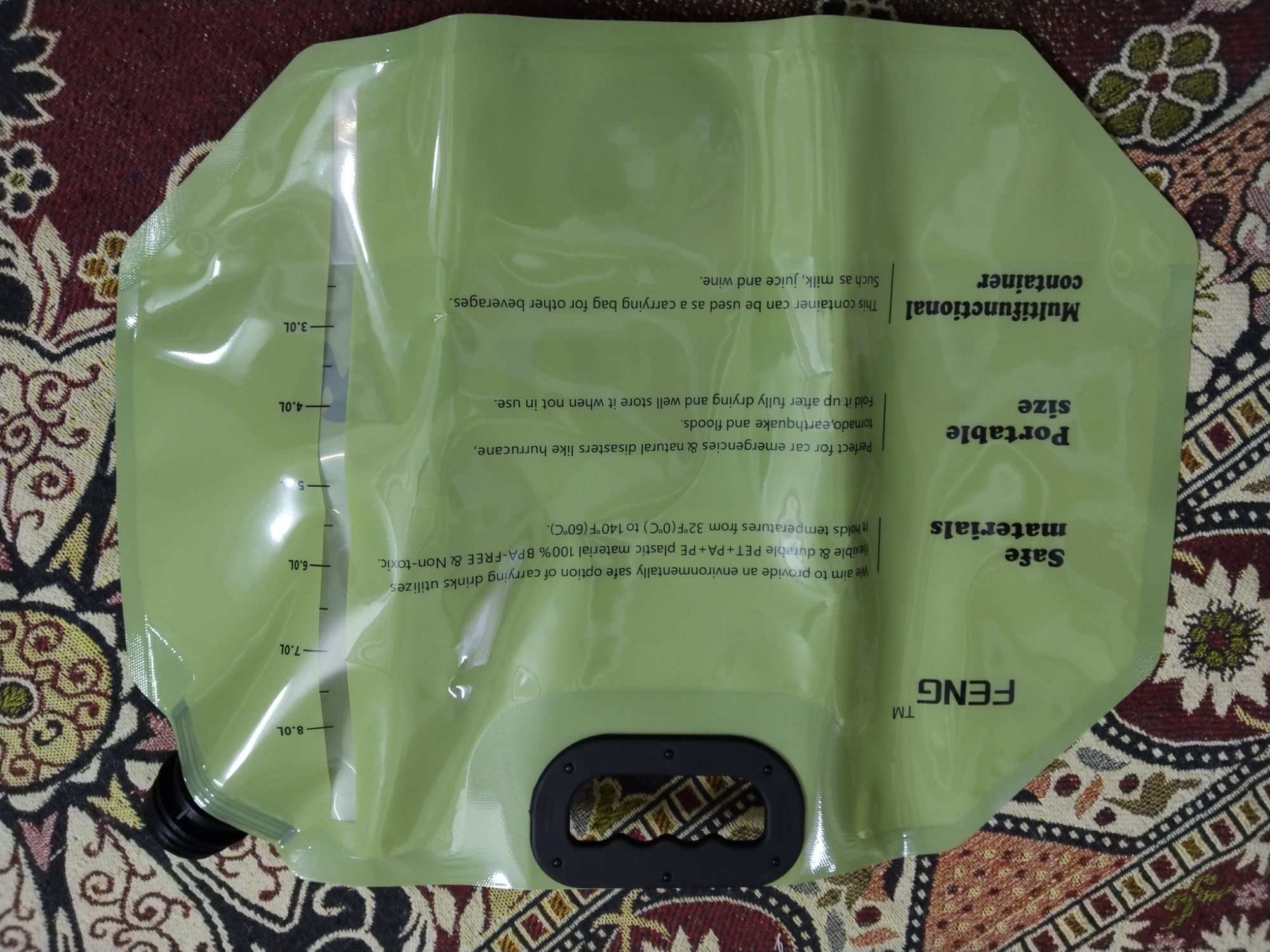 Portable 8 Liters Water Bag Foldable Outdoor Bucket with Tap Large Capacity Collapsible Container for Hiking Kayaking Camping Tools
