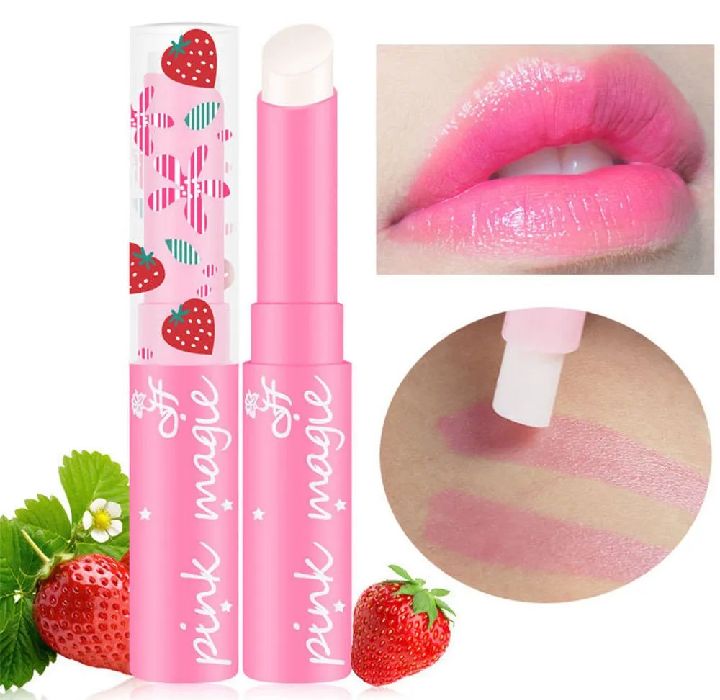 Strawberry Lip Balm, Magic Temperature Color Changing Lipstick Moisturizing Lip care