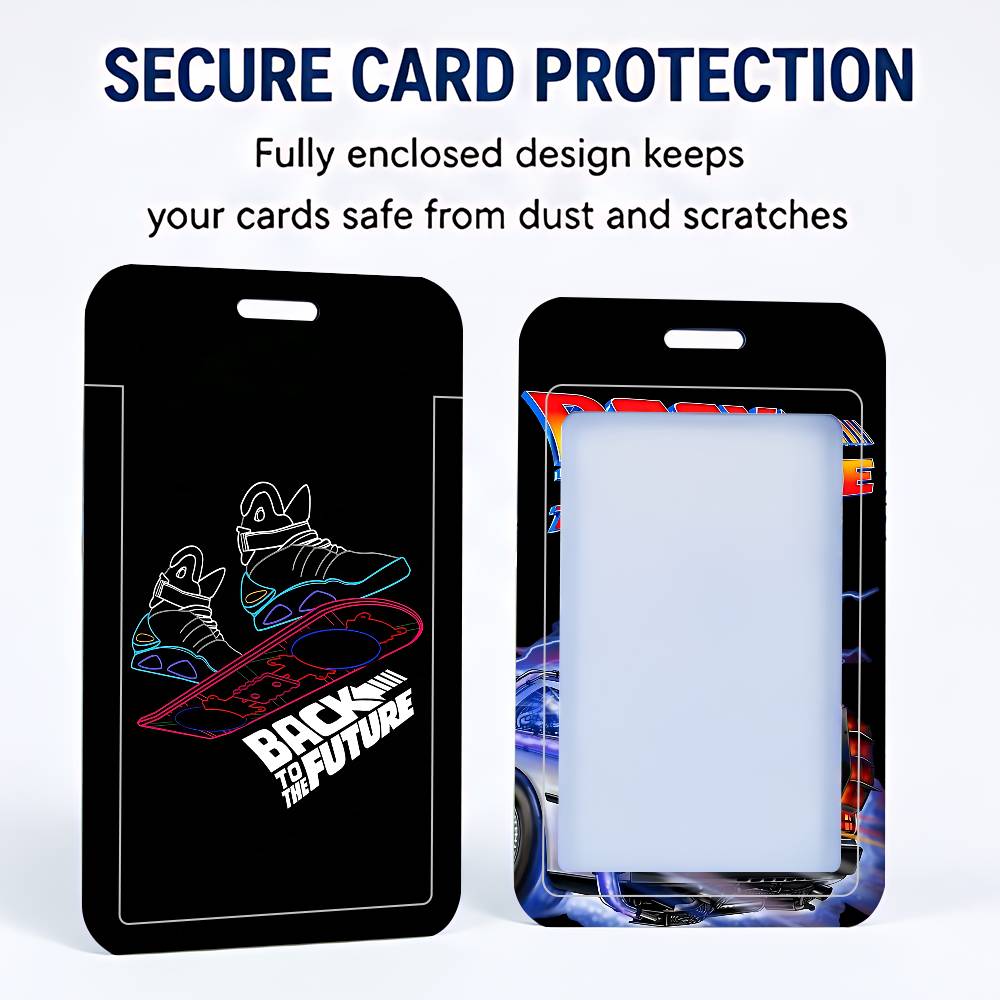 Back To The Future Clear ID Card Holder Lanyard Neck Strap Badge Case Door Credit Card Protector Daily