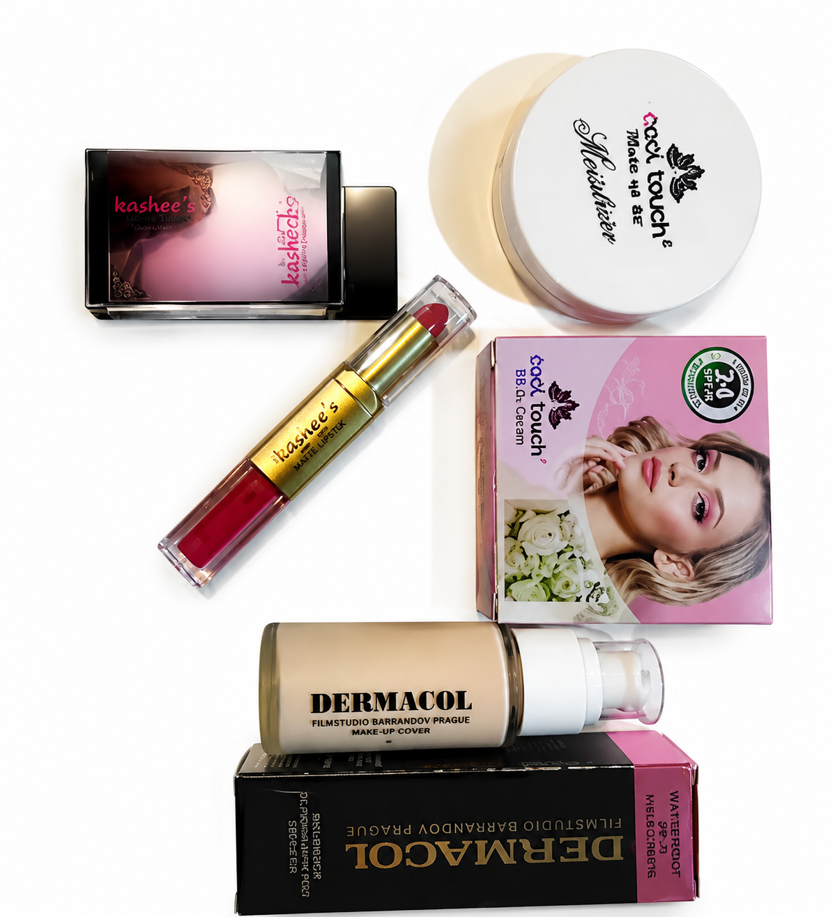 5 in 1 Complete Makeup Deal – Foundation, Face Powder, Lipstick, Lip Gloss & Beauty Blender | Full Mekup Basic Kit
