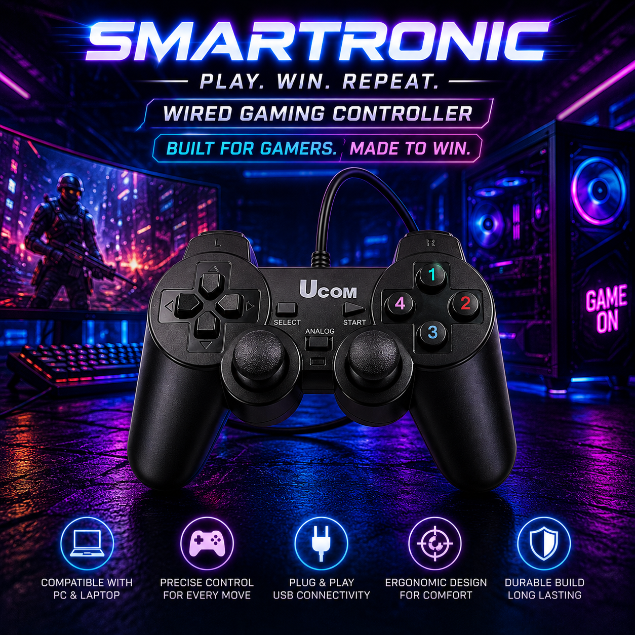Wired USB 2.0 Black Joy pad Game pad Joy stick Joypad Gamepad Joystick Game Controller For PC Laptop Computer For Win7/8/10 XP/For Vista