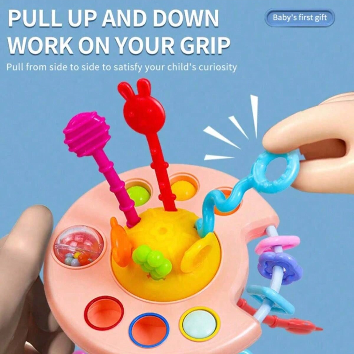 Activity Development Pull String Toys Silicone Teething Rattle Educational Learning Toy Baby Sensory Montessori Toys 