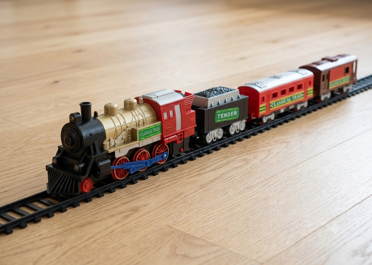 Western Express Train Set for Kids 11 Pcs Big Size | Battery Operated Classical Locomotive Train Toy with Round Track, Headlight & Sound | Big Express Train Track Set for Boys