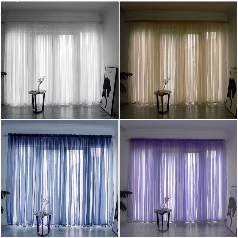100*270cm Modern Curtains White Transparent Gauze Curtains Solid Color Kitchen Curtain Valves Window Fabrics Rustic Decoration