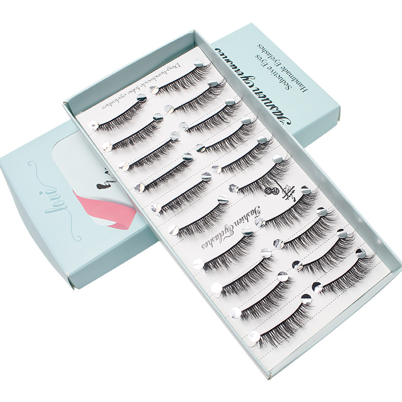 Wispy Curl False Lashes 10 Pairs Lightweight Natural Look - Crescent Shape | Black Imported