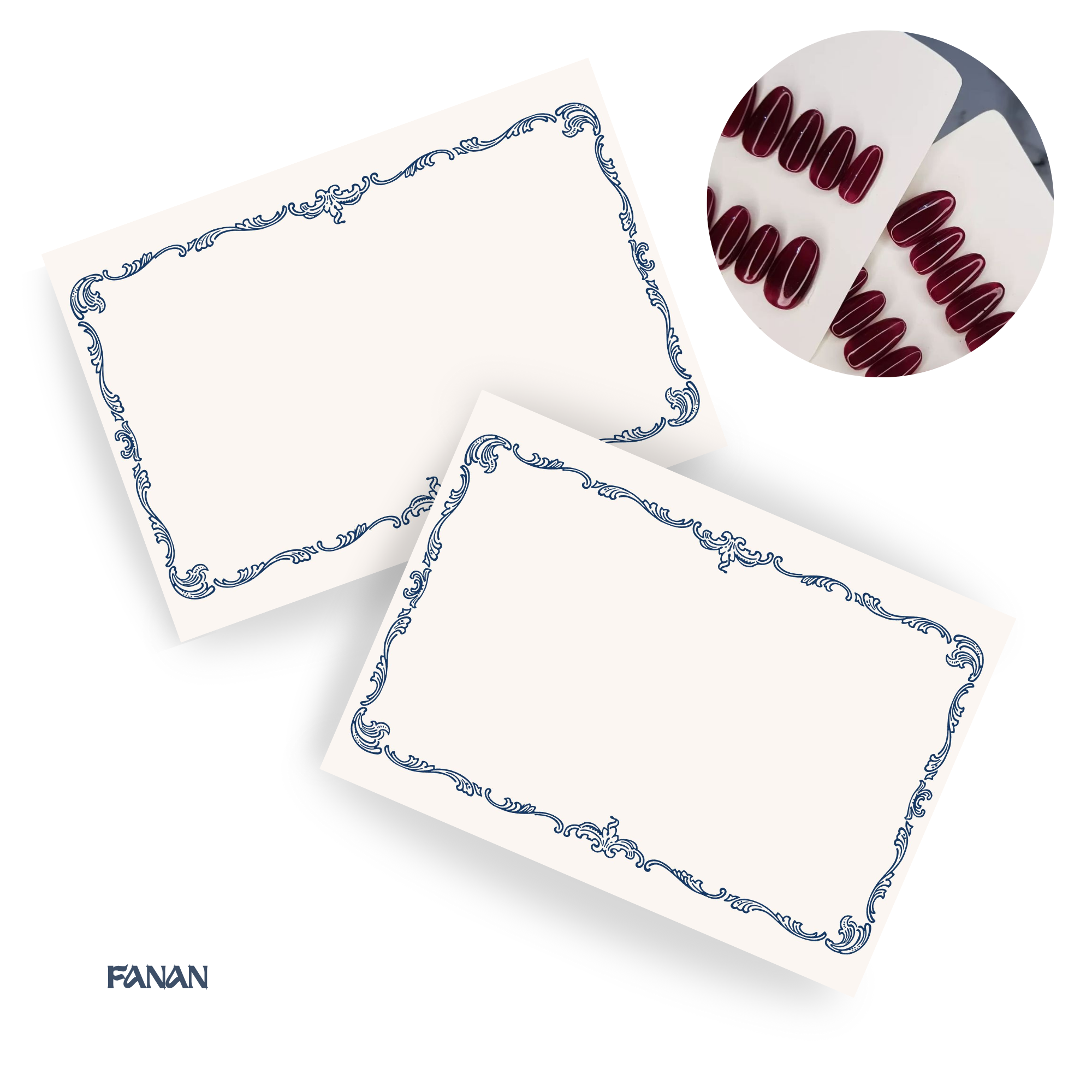 FANAN Premium Nails & Jewellery Display Cards with Self-Adhesive Bags – 25 Pcs  | Press-On Nail Packaging Cards | Jewellery Holder Cards | Elegant Border Design for Small Business