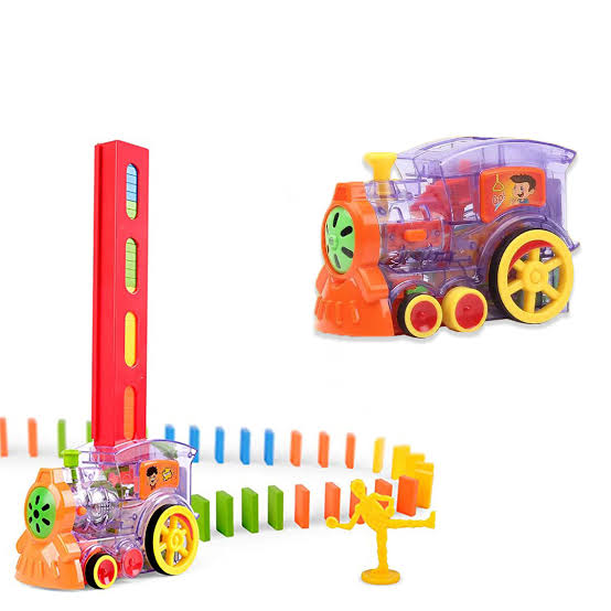Kid's Domino Train Blocks Set, domino train blocks set building and stacking toy, Automatic Domino Train Set Kids Toy with Light and Sound Construction