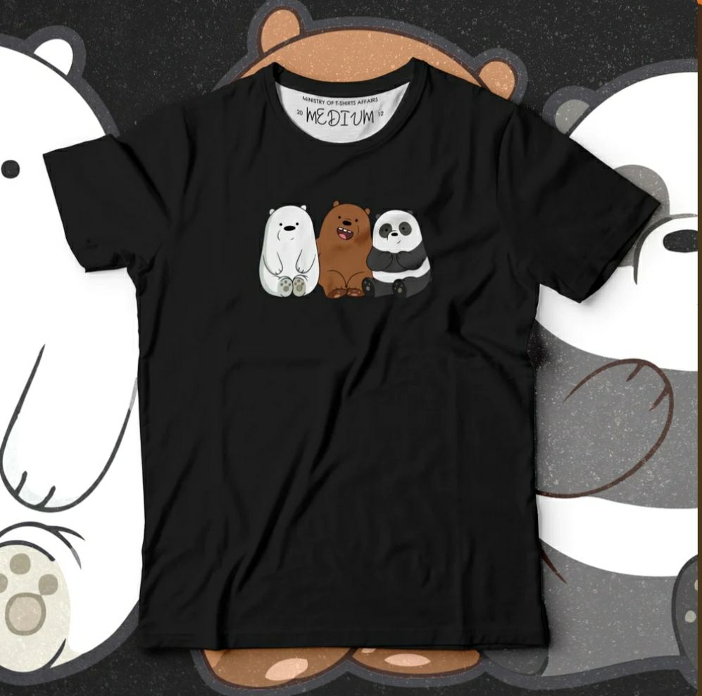 New premium quality summer BEAR PRINT BLACK T-SHIRT FOR MENS