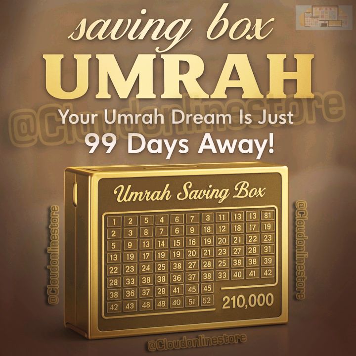 The Perfect customize Umrah Saving Box to Start Your Spiritual Journey/One Box, One Dream/Begin Your Umrah Savings Today/This Umrah Saving Box Will Bring You Closer to Makkah/A Beautiful Way to Save for a Blessed Journey/Umrah Fund Box/Not Just a Box