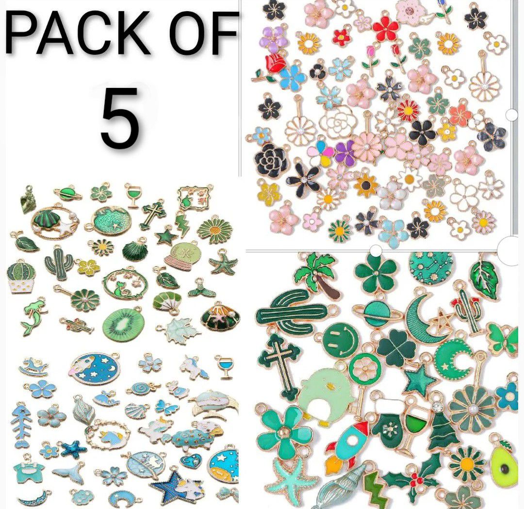 10Pcs Random Mix Alloy Drop Oil Charms Multicolor Animals Flower Pendant Beads For DIY Bracelets Earrings Making Women Jewelry Findings