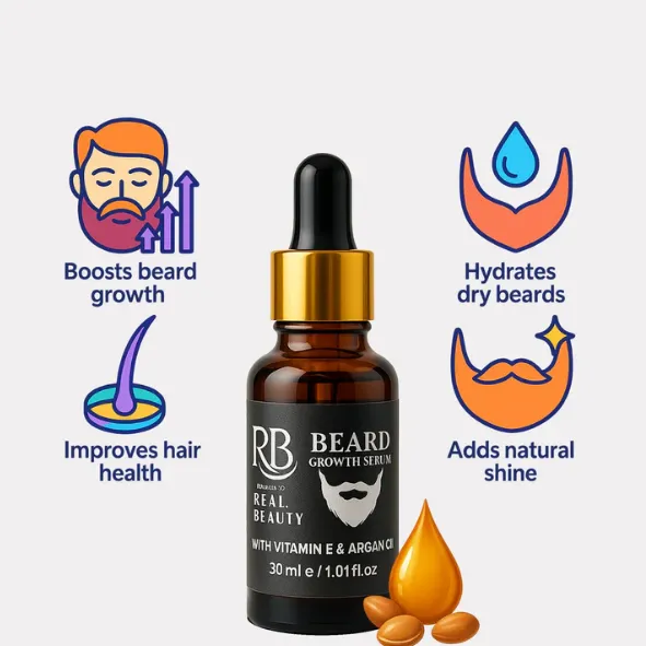 Real Beauty Beard Growth Serum For Men With Vitamin E and Argan Oil - 30 ml