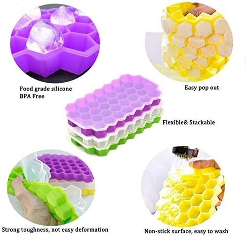 37-Cavity Silicone Honeycomb Ice Cube Tray with Lid - photo 2
