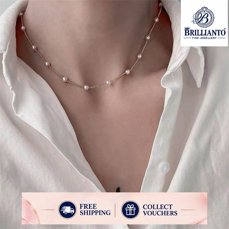 White Pearl Necklace For Girls Best Gift Locket Metal Chain Simple Stylish Never Fade Crystal Golden Silver Jewelry Pendant