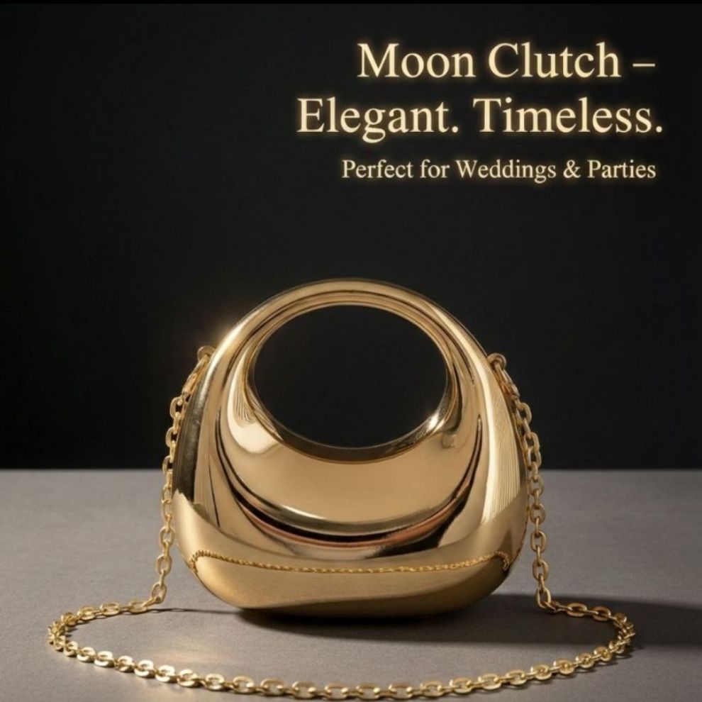 New Acrylic Moon Shaped Mini Clutch for Women | Luxury Evening Handbag | Eid Festival, Party, Wedding & Formal Fashion Purse