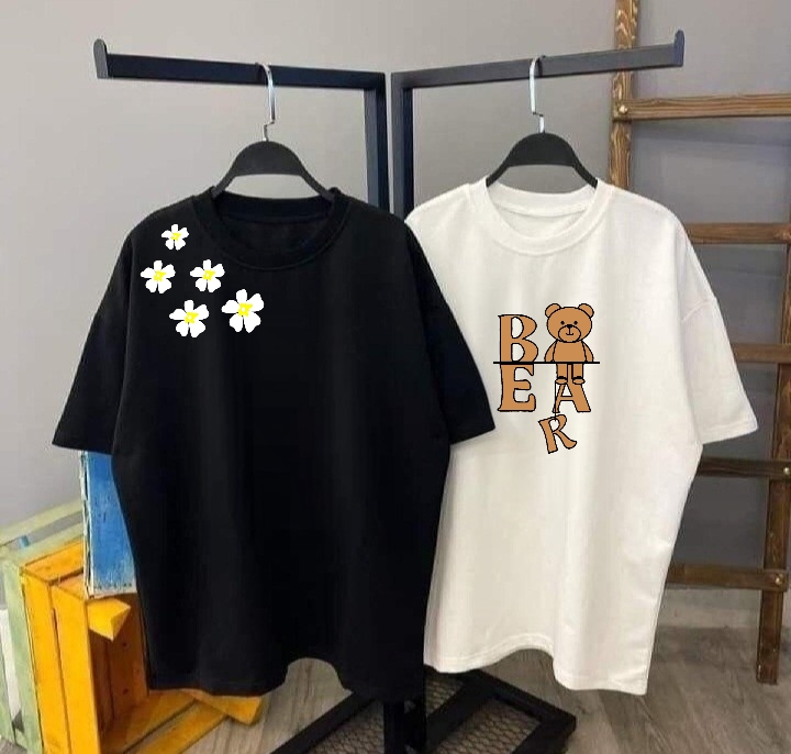 deul printed tshirts white and black for girls and women export quality