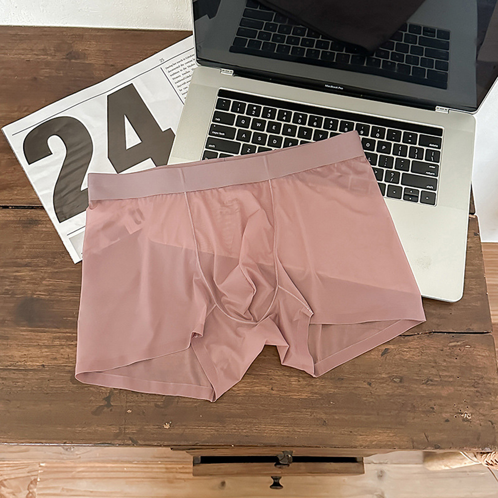 Mens Ice Silk Underwear Seamless Transparent Boxer Shorts  Ultra-thin Breathable Panties Male Quick Dry U Pouch Underpants
