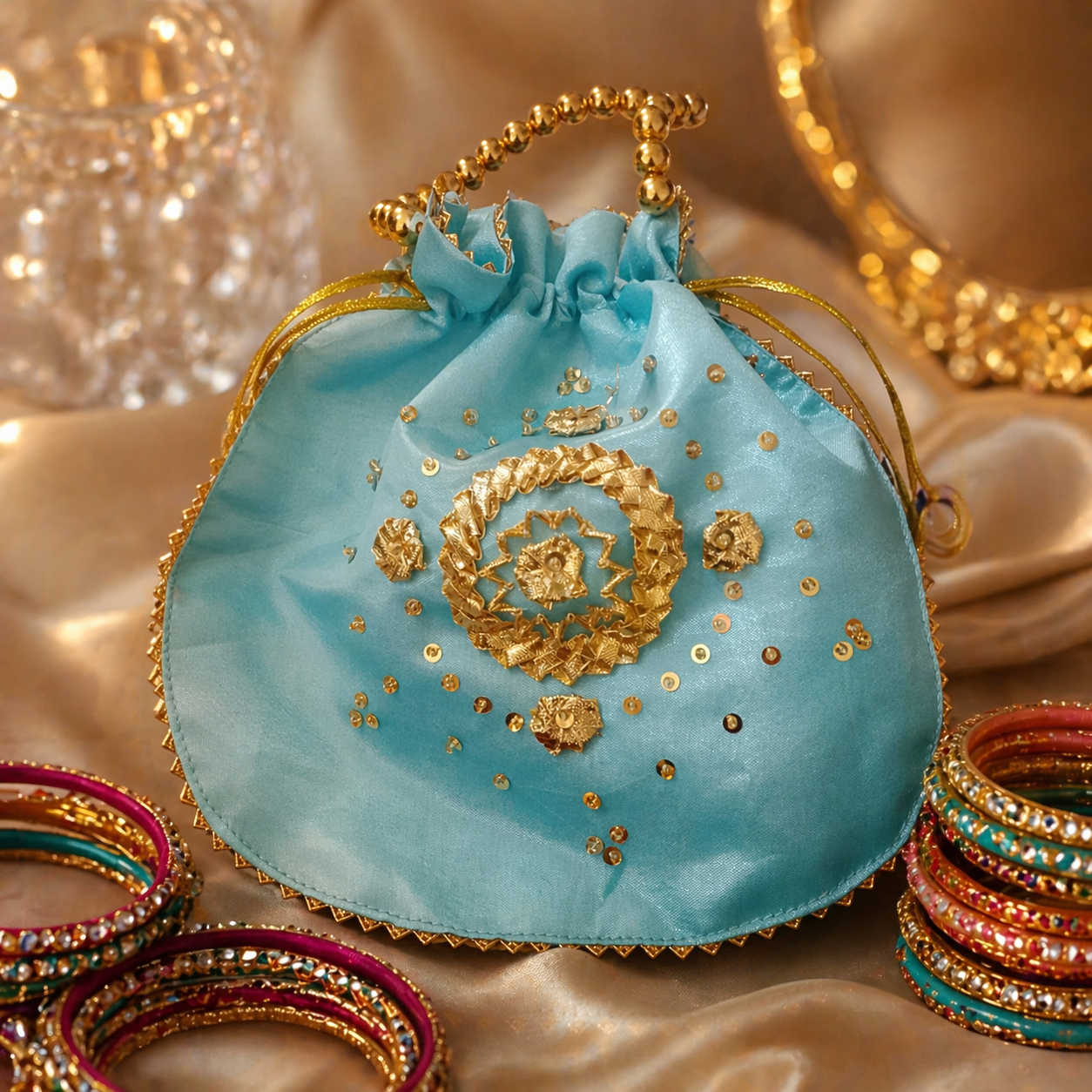 Fancy Embroidered clutch/Potli bag for Wedding,Parties traditional Potli gol bag handmade gotta work