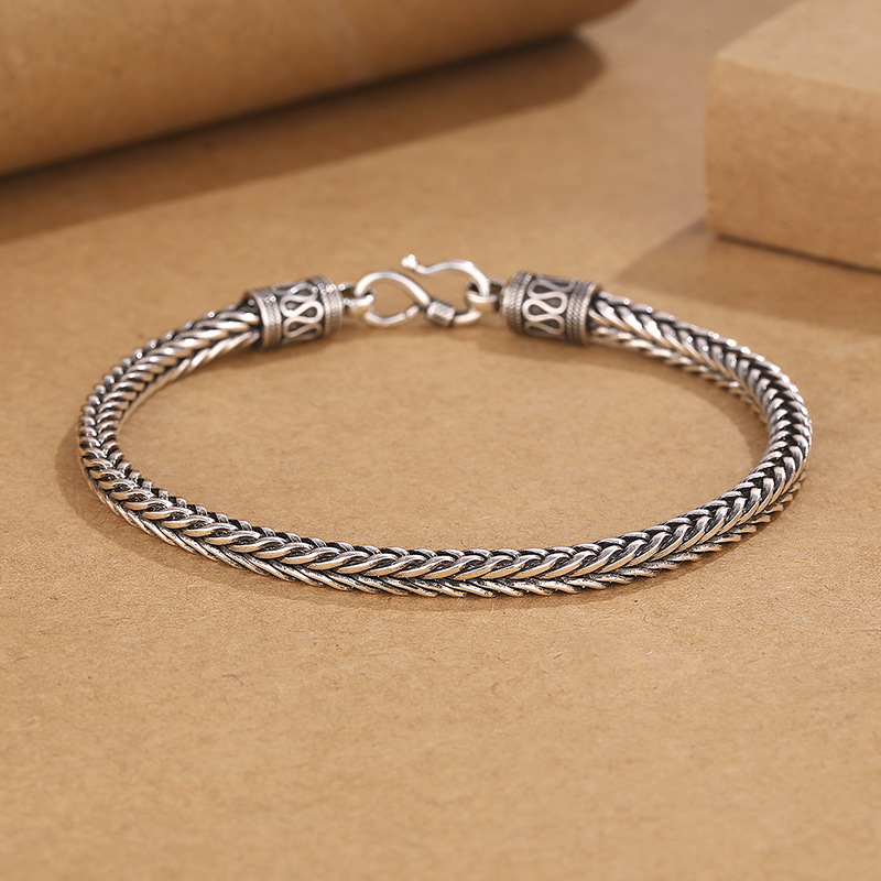 925 Sterling Silver Bracelet Vintage Men Bracelet for Man Women Wedding Jewelry Engagement Fashion  Party High Quality