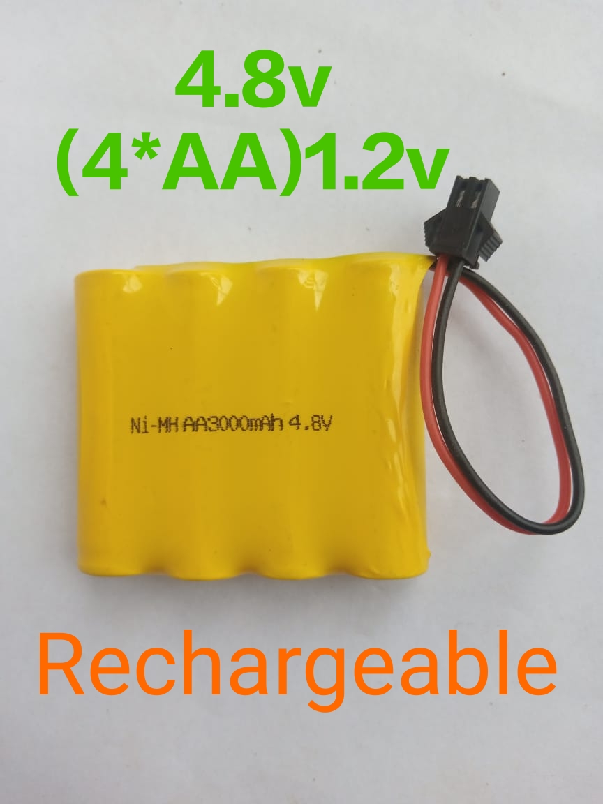 4.8 Volt 3000mAh Ni-CD Rechargeable Batterry Cell(4 X AA 1.2V) for Toys,Drone,DIY,Industrial All Purpose Use (4.8 Volt)