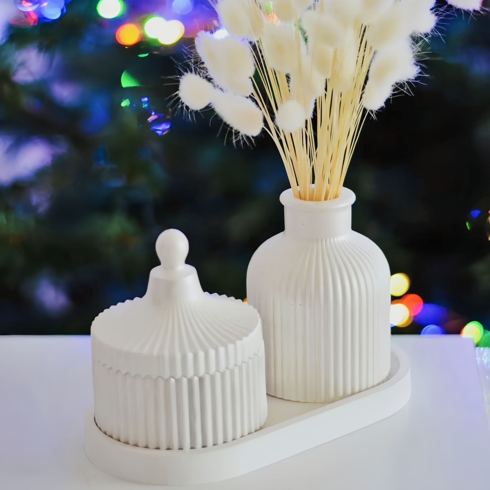 Handmade Jesmonite Home Decor Set 3 Piece Tray Box Vase Modern Decorative Items
