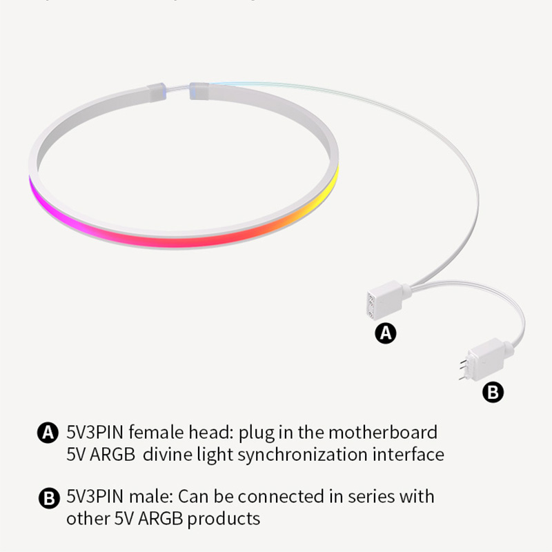 COOLCIRC 40cm LED Strip Computer Light Bar 5V/3PIN ARGB Motherboard Light-Strip Colorful Atmosphere DIY Lamp Bar for PC