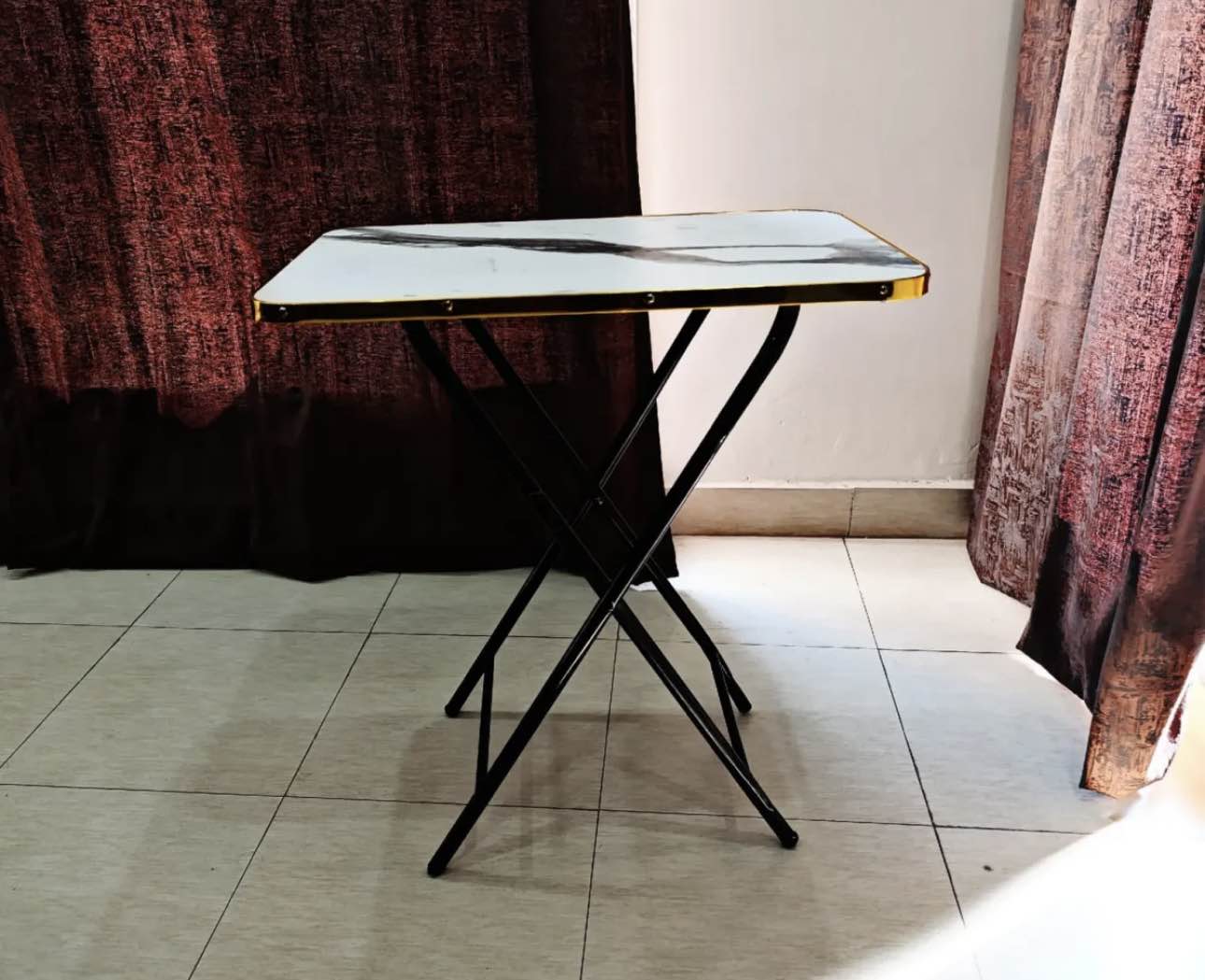 Modern Folding Table |Cofee Table | Computer Table | For Kitchen, Living Room and Bed Room Rectangle Shape Round Shape |  Folding Table Dining Table and Study Table Wooden Top metal Frame