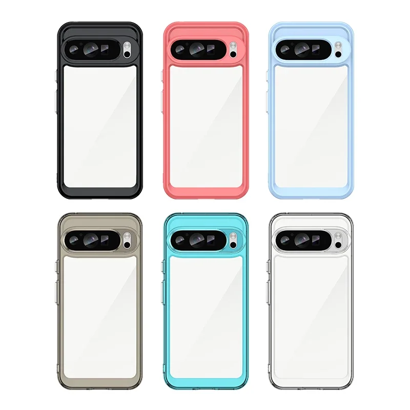 Luxury Acrylic Phone Case for Google Pixel 9 8 7 Pro XL 8A 7A 6A Full Protection Transparent Back Plate Drop Protection Cover