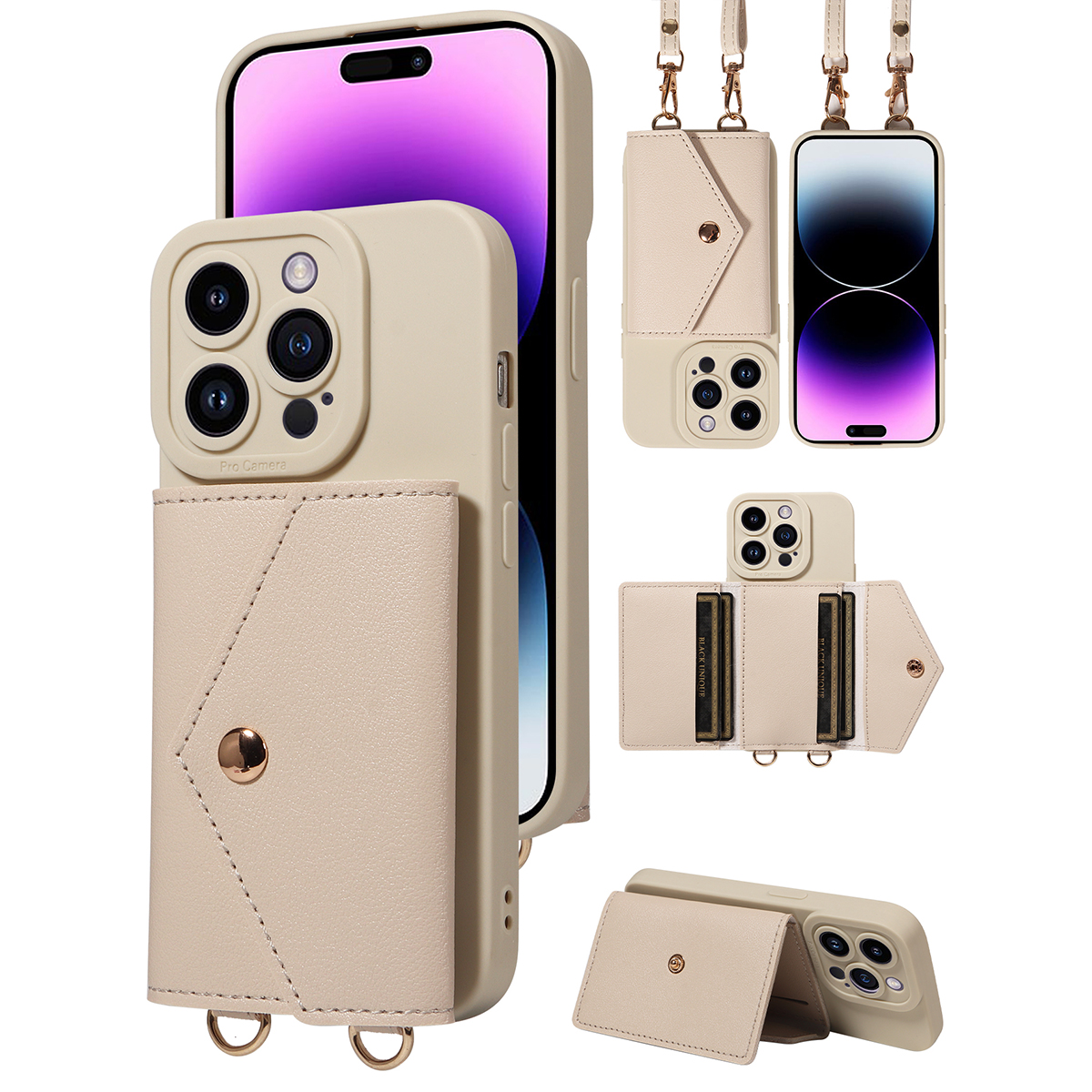 Faux Leather Phone Case for   S26 S25 S24 S23 S22 S21 S20 Note20 FE Ultra Plus Wallet Protective Cover with Lanyard