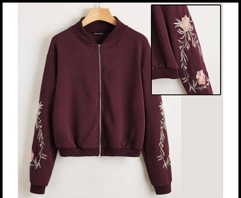 Stylish Flower Embroidery Jacket For Girls/Women (Most Demanding Article) Color Maroon