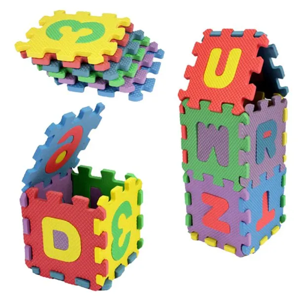 ABC Toy Block Mat Alphabets and Numbers Early Learning Toy Play Foam Puzzle Mat for Kids 36 Pieces 6cm x 6cm
