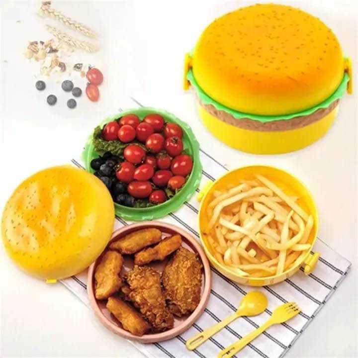 Burger Lunch Box | Portable Food Storage Box | Sandwich & Burger Container | Reusable Lunch Box for School Office Travel