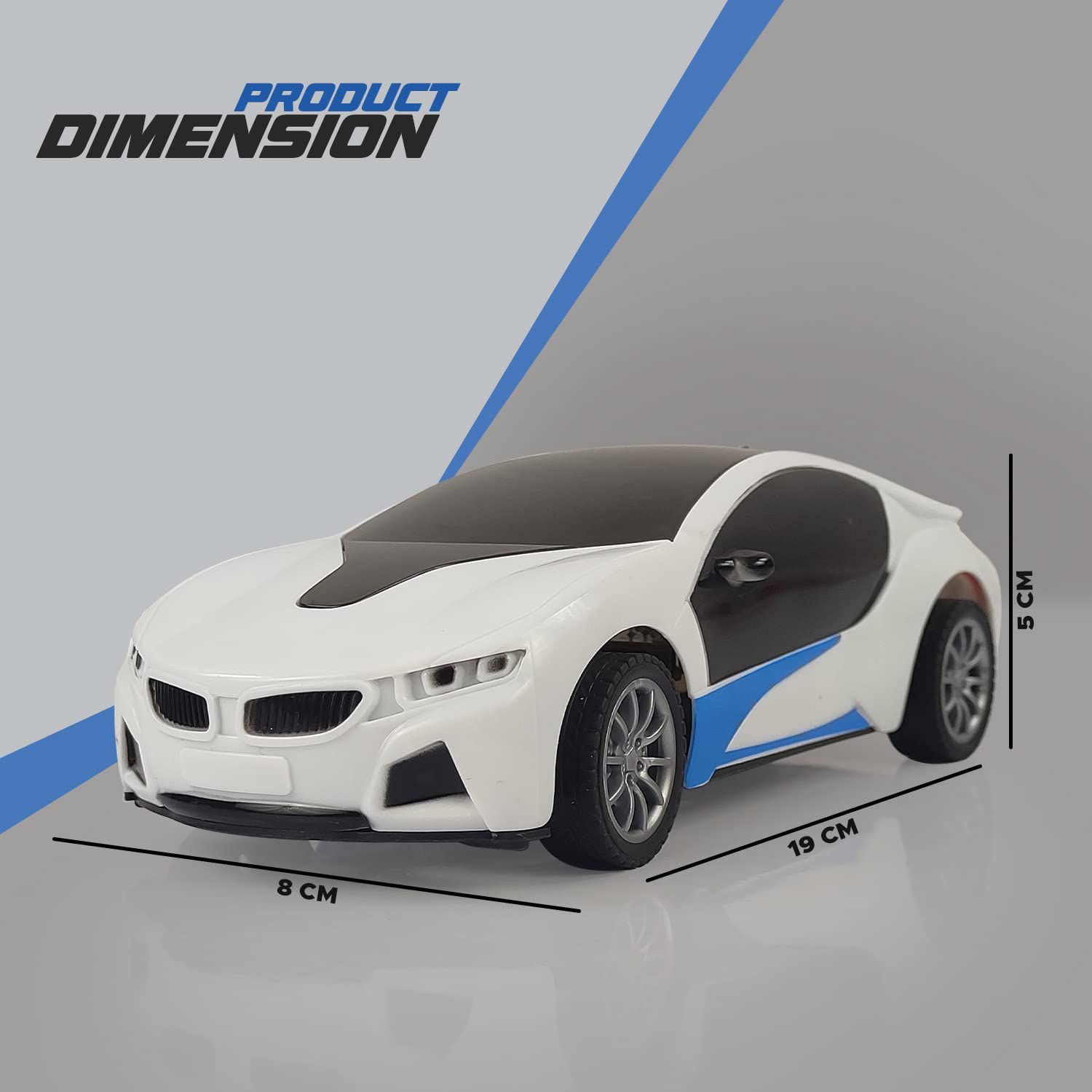 Remote Control Car Chargeable 3D Remote Control Lighting Famous Car Remote Car for Kids 4 Function Racing Car (3+ Years, White)